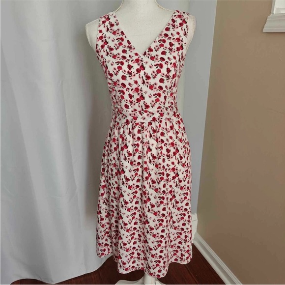 Ann Taylor Red V-Neck Sleeveless Midi Sundress - Picture 1 of 9